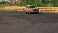 Vintage Volvo 144 driving slowly over suburb HD Footage