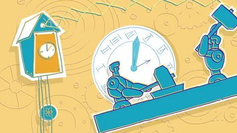 Vintage Wall Clock Animated Background Stock Footage 150098279