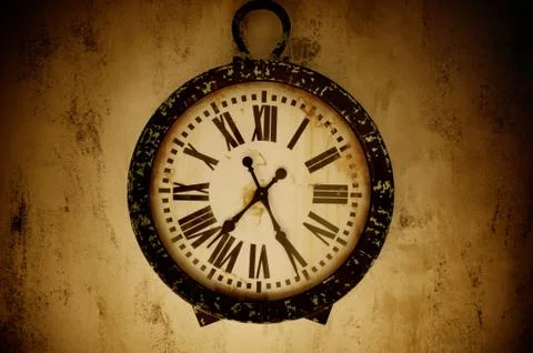 Vintage wall clock. Stock Photos