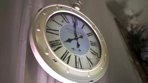 Vintage Wall Clock with Roman Numerals Stock Footage 321283361