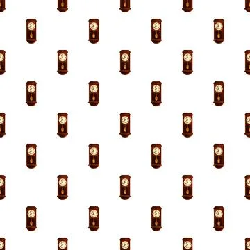 Vintage wall clocks creating repeating pattern on white background Stock Illustration
