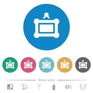 Vintage wall picture frame solid flat round icons イラスト素材