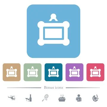 Vintage wall picture frame solid flat icons on color rounded square backgroun Stock Illustration