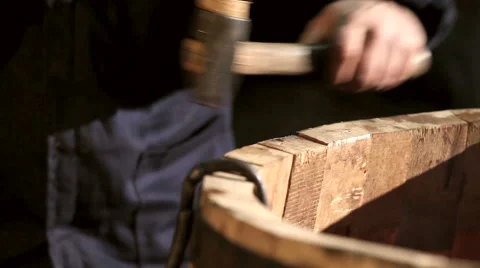 Vintage way to make barrels Stock Footage 40706552