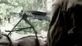 Vintage weapon, soldiers shoot from machine gun. Soviet uniform. HD Footage