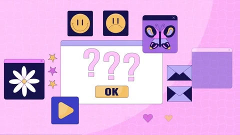 Vintage web page error kawaii lo fi animated cartoon background Stock Footage 301890820