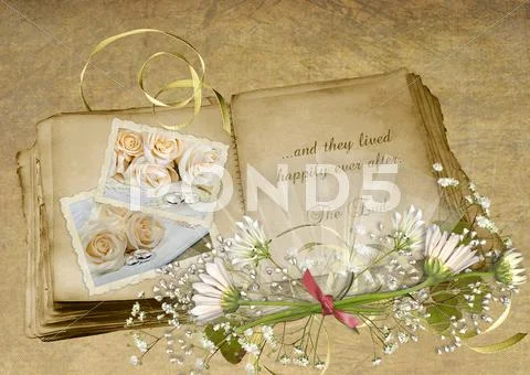 Vintage wedding album Stock Illustration