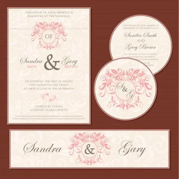 Vintage wedding cards Stock Illustration