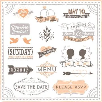 Vintage Wedding Elements Stock Illustration