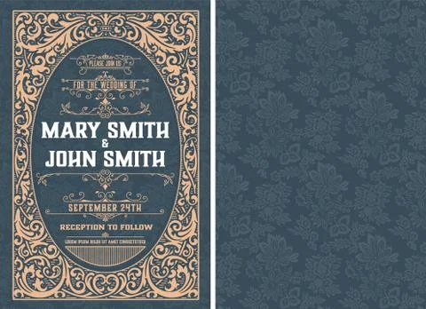 Vintage wedding invitation layout. Vector layered Stock Illustration