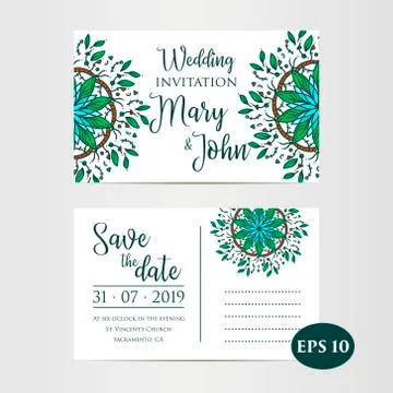 Vintage Wedding Invitation template. Vector illustration love graphic Stock Illustration