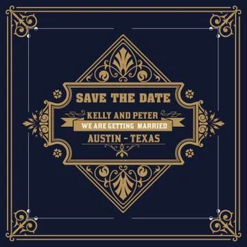 Vintage wedding label Stock Illustration
