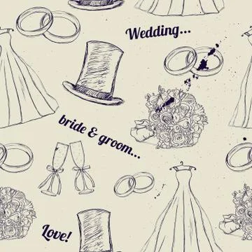 Vintage wedding seamless texture. Stock Illustration