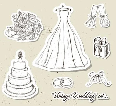 Vintage wedding set. Stock Illustration