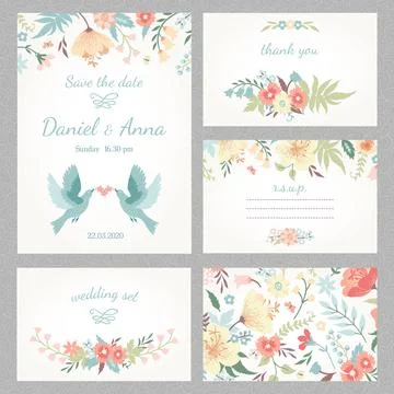 Vintage wedding set. Illustrazione stock