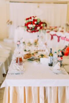 The vintage wedding table set. Stock Photos