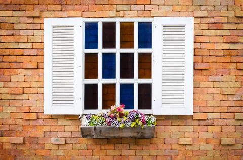 Vintage  white window Stock Photos