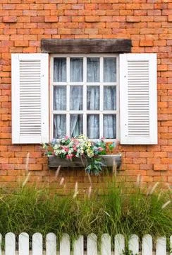 Vintage  white window Stock Photos