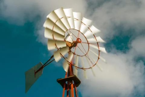 Vintage windmill spinning Stock Photos