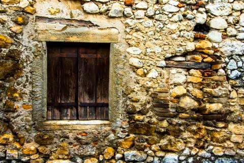 Vintage window and wall Stock Photos