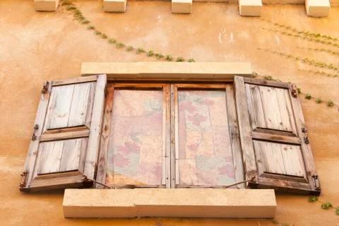 Vintage window on cement wall Stock Photos