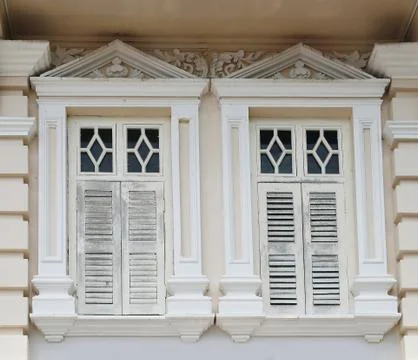 Vintage window on wall Stock Photos