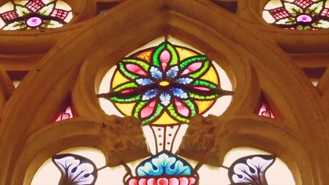 Vintage windows in the castle. Stock Footage 129184217