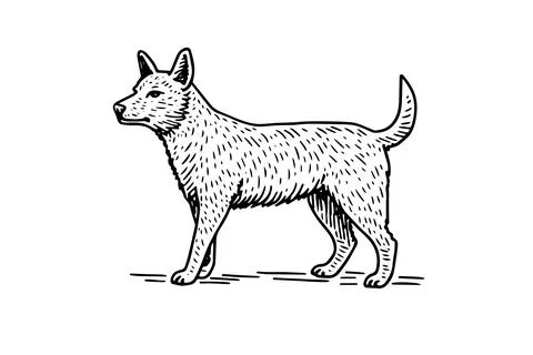 Vintage Wolf or Dog Vector: Hand-Drawn Engraved Vector Illustration. Stock Illustration