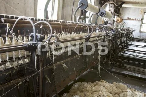 Vintage wool mill equipment Stock Photos