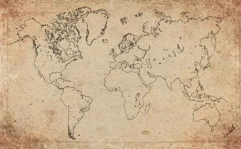 Vintage World Map on Old Paper Stock-Illustration