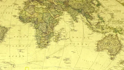 Vintage World Map On Parchment. Stock Footage 124129683