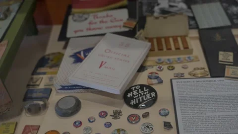 Vintage world war 2 ephemera and memorabilia Stock Footage 219590255