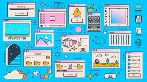 Vintage Y2K computer browser window interface Stock-Illustration