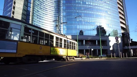 Vintage yellow tram Video stock 71551566