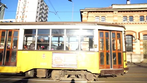 Vintage yellow tram Video stock 71551829