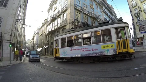 Vintage yellow tramway Stockbeeldmateriaal 73598157