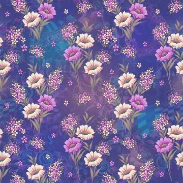 Vintage,Floral,Pattern,With,Abstract,Background,Texture Stock Illustration
