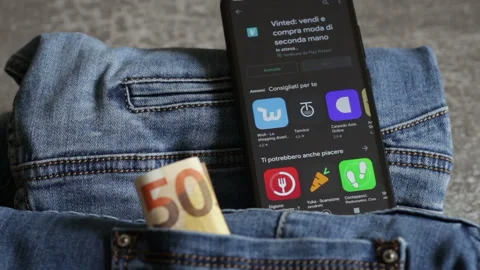 Vinted installation of the application from the google play store. Stock Footage 150683383