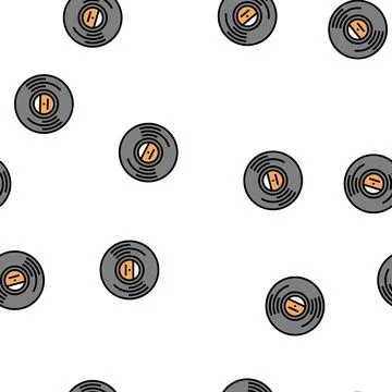 Vinyl accessory for listening music vector seamless pattern Stock Illustration