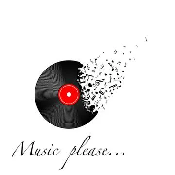 Vinyl black record notes background Stock Illustration