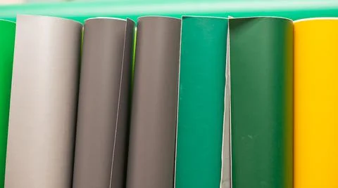 Vinyl car wrapping or plotter cutting sticker foil film rolls. Film colored i Foto stock