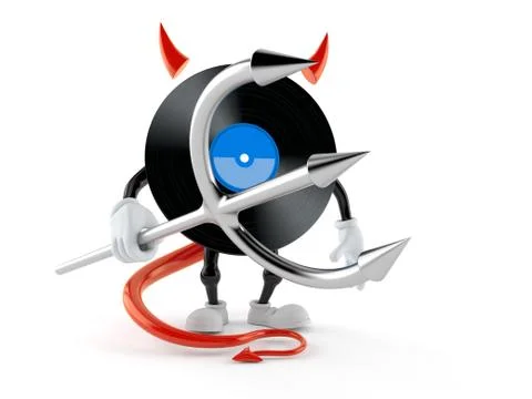 Vinyl character with devil horns and pitchfork Stock Illustration