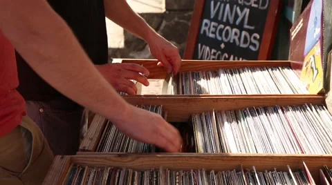 Vinyl Crate Digging Stock Footage 58799063