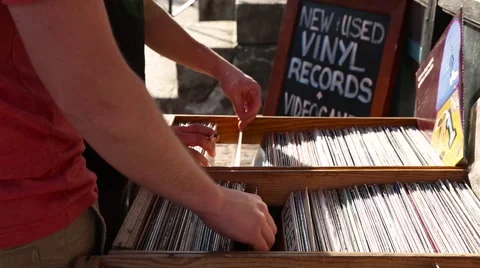 Vinyl Crate Digging Stock Footage 58799164