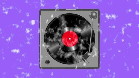 Vinyl disc player with disc and tonearm Stock Footage 136628233
