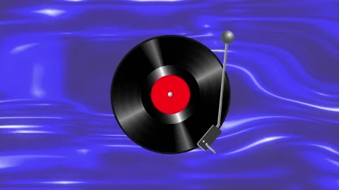 Vinyl disc player with disc and tonearm Stock Footage 136629067