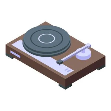 Vinyl disc player icon isometric vector. Analogue music Stock Illustration