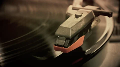 Vinyl disc record stylus macro antique Stock-Footage 35336355