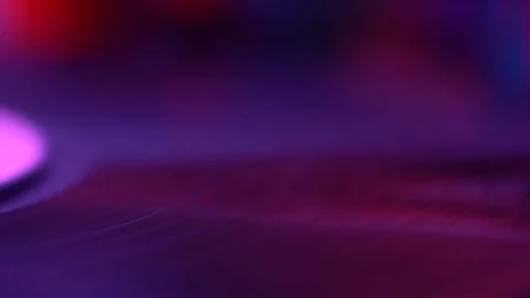 Vinyl disc turning on retro record player, macro Stock-Footage 69846708