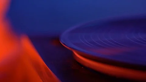 Vinyl disc turning on retro record player, macro Stock-Footage 85356545